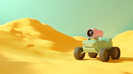 Space Pastel Green View Camera Rover Pink Text Desert