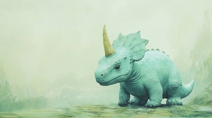 Fototapeta premium Space Pastel Blue Moment Horn Einiosaurus Baby Text