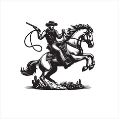 Fototapeta premium A cowboy baking horse