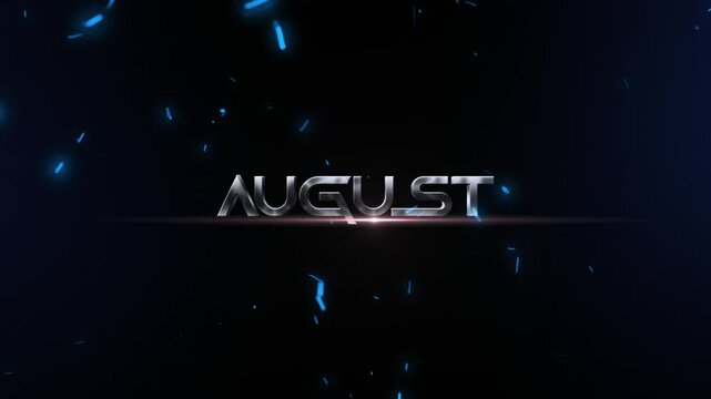 August Month 3D text effect with transparent background.