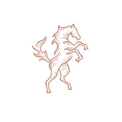 silhouette of a horse with classic vintage line style