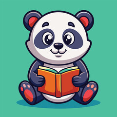 Adorable Panda Reading Book Mascot Character for Logos and Illustrations