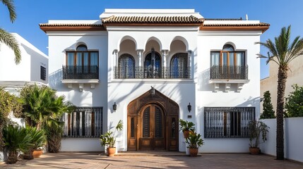 A scenic view of the traditional houses in the beautifully rebuilt medina of Agadir Morocco showcasing vibrant architecture