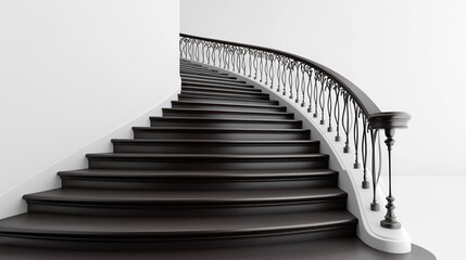 Fototapeta premium Elegant Curved Staircase in Minimalist Interior Setting with Soft Lighting and Modern Design