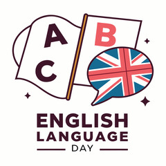 International English Language day, 23rd April poster vector illustration