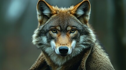 Fototapeta premium Majestic wolf portrait in forest