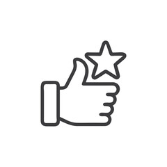 Like icon with thumbs up and star for Social Media Interfaces, Rating Systems, Feedback Forms, Review Platforms and User Engagement Metrics