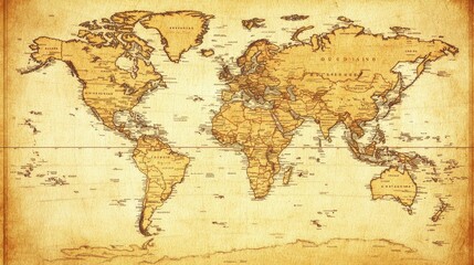 An antique map of the world showing continents and countries
