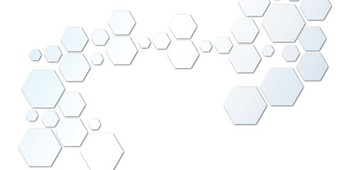 Geometric technology white hexagon background. Abstract vector illustration Science technology and medical concept hexagon on transparent background.