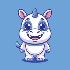 Naklejka premium Illustrative Mascot Character Featuring an Adorable Rhinoceros with Vector Design