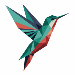 Low Poly Colorful Hummingbird Cartoon Vector Colorful Bird Illustration Vector Design © Kazal Roy