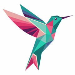 Low Poly Colorful Hummingbird Cartoon Vector Colorful Bird Illustration Vector Design