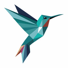 Low Poly Colorful Hummingbird Cartoon Vector Colorful Bird Illustration Vector Design