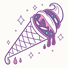 cone ice cream vector illustration