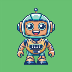 Fototapeta premium Futuristic Mascot Logo Featuring a Cute Robot Character with a Friendly Expression