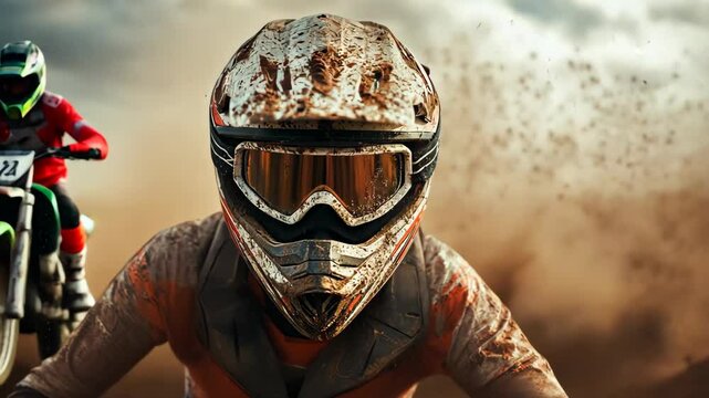 Grimy rider motocross helmet with goggles