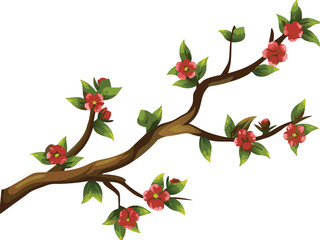 vector red and green leaves