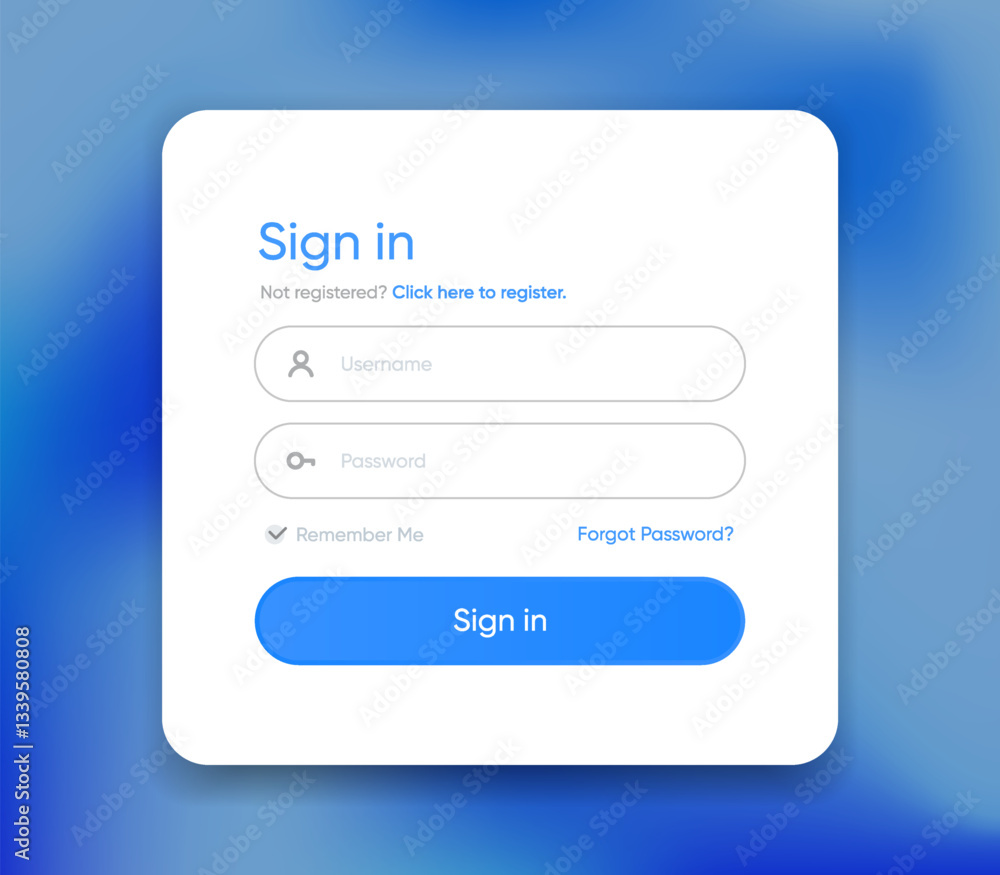 Fototapete Set of Sign Up and Sign In forms. Registration and login forms page. Professional and User-friendly web and UI UX design elements. Modern Sign in and Register page. Username, email and password.