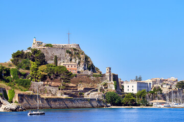 Naklejka premium Old Corfu fortress landmark,summer season,Greece