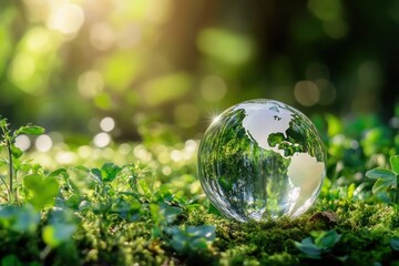 Crystal Globe Symbolizing Environmental Sustainability