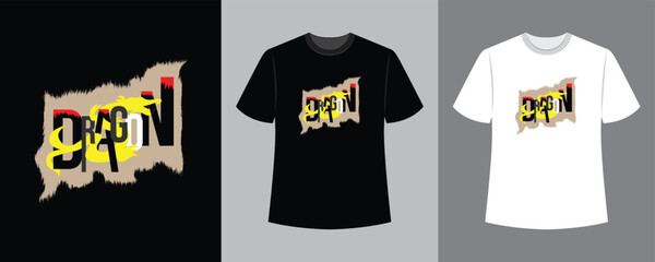 Dragon text illustration t-shirt design