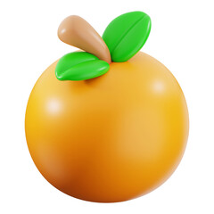 Orange fruit 3d rendering with vibrant leaves ideal for food and beverage designs, summer promotions, health and wellness content