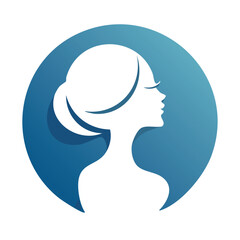 Minimalist silhouette of woman on a blue background