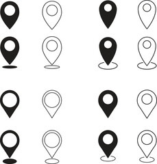 location icon set on transparent background