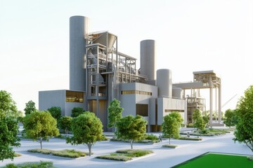 Obraz premium Green Initiatives in Carbon Cement Factory Design