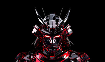 Samurai helmet low poly armor background with abstract polygonal digital design