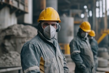 Industrial Workers in Protective Gear at Plant Site