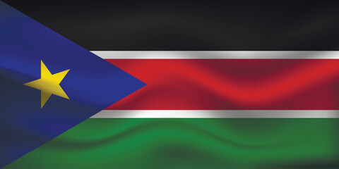 Flag of South Sudan. Sudanese national symbol in official colors. Template icon. Abstract vector background.