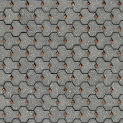 Seamless texture of gray interlocked concrete pavers