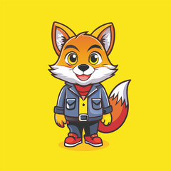 Obraz premium Adorable Animated Smart Fox Logo Vector Character Mascot Cartoon