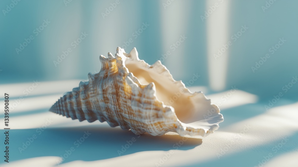 Poster minimalist 3d rendering of a beautiful conch shell