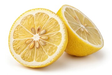 Fresh Lemon Halves Display Bright Yellow Color and Texture Generative AI