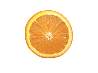 Orange isolated on transparent background. Juicy fruit in section. Citrus slice.