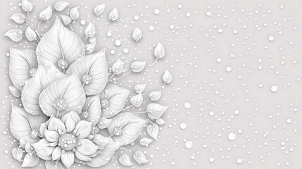 Elegant white floral arrangement with scattered delicate white elements present