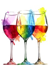 Colorful wine glass silhouettes, great for bar decor or wine tasting events