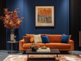 A modern living room with stylish furniture and decor