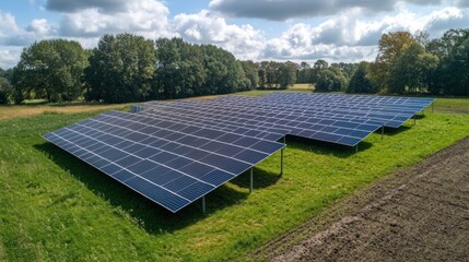 Sustainable Energy, Aerial View of a Solar Panel Farm