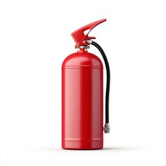 Obraz premium Bright Red Fire Extinguisher on a White Background for Safety and Emergency Preparedness