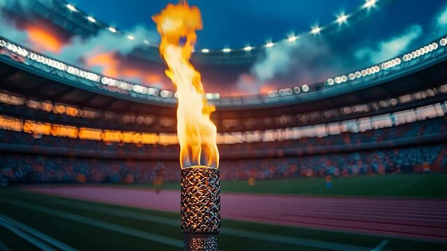 Olympic Torch Ignites Stadium