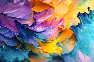 Vivid display abstract painting techniques, showcasing impressionistic inspirations with soft brushstrokes in bright colors.