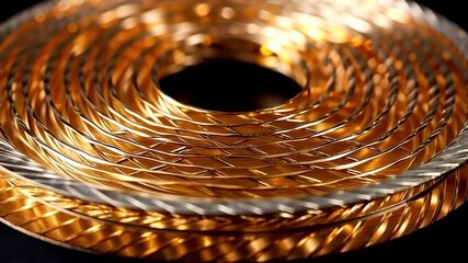 Intricate Golden Spiral: A Close-Up of a Circular Metalwork Design