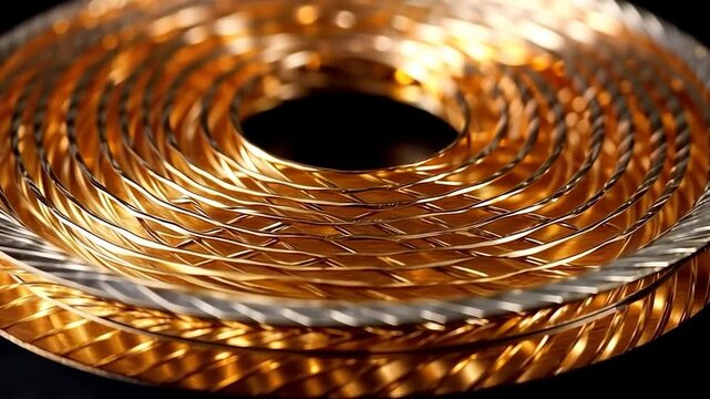 Intricate Golden Spiral: A Close-Up of a Circular Metalwork Design