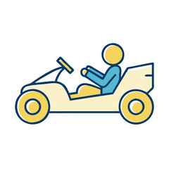 Fototapeta premium Go-kart racing icon with driver in yellow and blue