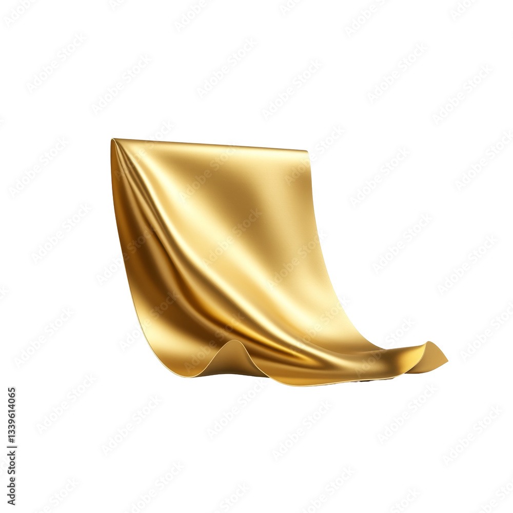 Poster golden sticker with smooth and shiny texture reflecting light in a curved and elegant shape