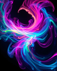 Obraz premium A breathtakingly vivid and cinematic photograph of a mesmerizing abstract swirl of neon colors
