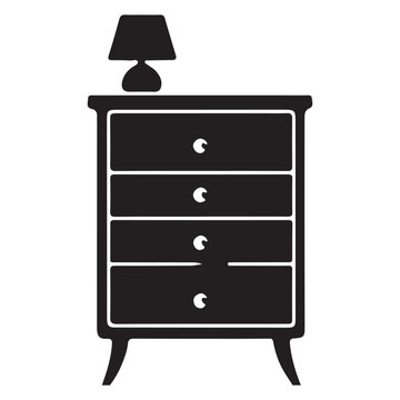 recommend clip art: Vintage silhouette nightstand table with lamp illustration for bedroom decor